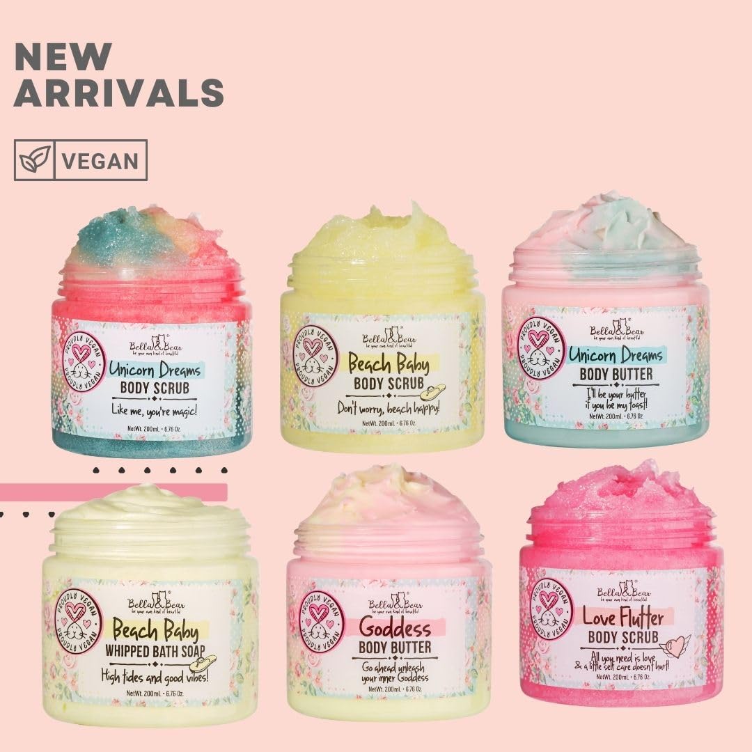 Bella & Bear Love Flutter Whipped Bath Soap And Shave Cream - Body Wash for Women and Girls - Perfect Bar Soap Alternative - Natural Shave Cream Paraben Free, No Harmful Chemicals, Cruelty Free, Vegan